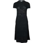 Czarne Sukienki z krótkim rękawem damskie z krótkimi rękawami w stylu vintage z wiskozy w rozmiarze S 
