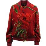 Czerwone Kurtki pilotki damskie z motywem kwiatów w stylu vintage z wiskozy marki Dolce & Gabbana w rozmiarze S 