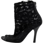 Czarne Botki na obcasie damskie w stylu vintage marki Dolce & Gabbana w rozmiarze 36 - wysokość obcasa powyżej 9cm 