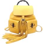 Żółte Plecaki skórzane w stylu vintage marki Gucci 