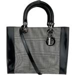 Czarne Duże torebki damskie w stylu vintage ze skóry lakierowanej marki Dior francuskie 