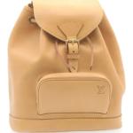 Beżowe Plecaki skórzane damskie w stylu vintage marki Louis Vuitton 