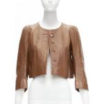 Brązowe Płaszcze skórzane damskie gładkie w stylu vintage marki Chloé w rozmiarze S 
