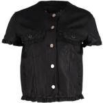 Czarne Krótkie kurtki z falbankami w stylu vintage marki Mulberry w rozmiarze M 