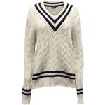 Beżowe Swetry z dekoltem w serek w stylu vintage z dekoltem w serek marki Michael Kors MICHAEL w rozmiarze L 