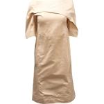 Beżowe Sukienki z krótkim rękawem damskie z krótkimi rękawami w stylu vintage dla gości weselnych marki JIL SANDER w rozmiarze XS 