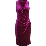 Fioletowe Sukienki wieczorowe damskie w stylu vintage z poliestru z dekoltem w serek do kolan marki Ralph Lauren w rozmiarze S 