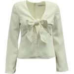 Białe Bluzki z dekoltem w serek damskie z długimi rękawami w stylu vintage z dekoltem w serek marki Alexander Wang w rozmiarze XXS 