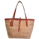Brązowe Shopper bags damskie w stylu vintage płócienne marki Coach 
