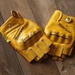 Żółte Rękawiczki skórzane damskie ze skóry w rozmiarze L 