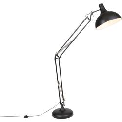 Przemysłowa lampa stojąca czarna regulowana - Hobby