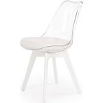Białe Krzesła do jadalni tapicerowane przezroczyste w nowoczesnym stylu ze skóry syntetycznej marki Profeos.eu 