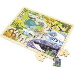 Wielokolorowe Puzzle drewniane drewniane marki VIGA o tematyce zoo 