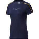 Granatowe Koszulki fitness damskie z krótkimi rękawami marki Reebok w rozmiarze L 
