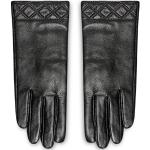 Czarne Rękawiczki skórzane damskie z gładkiej skóry marki Semi Line w rozmiarze S 