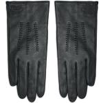 Czarne Rękawiczki skórzane męskie ze skóry marki Hugo w rozmiarze 8 