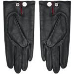 Czarne Rękawiczki skórzane męskie ze skóry marki Hugo w rozmiarze 8 