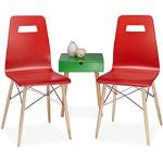 Czerwone Krzesła stylowe - 2 sztuki w nowoczesnym stylu drewniane marki Relaxdays 