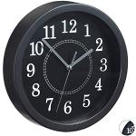 Czarne Zegary ścienne okrągłe o średnicy 20 cm z tworzywa sztucznego marki Relaxdays 