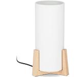 Białe Lampy stołowe z kloszem o średnicy 15 cm w nowoczesnym stylu drewniane marki Relaxdays - gwint żarówki: E14 
