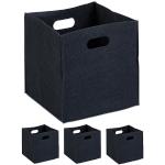 Czarne Pudełka do przechowywania  z uchwytami - 4 sztuki w nowoczesnym stylu marki Relaxdays 
