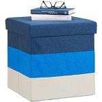 Niebieskie Pudełka do przechowywania  rozkładane w paski w stylu retro 38L z tkaniny marki Relaxdays 