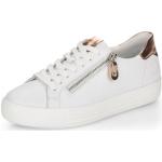 Białe Niskie sneakersy damskie gładkie z gładkiej skóry marki Remonte w rozmiarze 38 