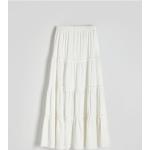 Białe Długie spódnice damskie z falbankami bawełniane maxi marki Reserved w rozmiarze L 