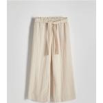 Beżowe Lniane spodnie damskie marki Reserved w rozmiarze XL 