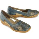 Przecenione Granatowe Sandały na koturnie damskie na lato marki Rieker w rozmiarze 40 - wysokość obcasa od 5cm do 7cm 