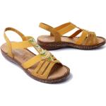 Przecenione Żółte Sandały skórzane damskie ze skóry syntetycznej na lato marki Rieker w rozmiarze 40 
