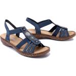 Niebieskie Sandały skórzane damskie ze skóry syntetycznej na lato marki Rieker w rozmiarze 40 