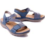 Niebieskie Sandały skórzane damskie ze skóry syntetycznej na lato marki Rieker w rozmiarze 40 