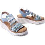 Niebieskie Sandały na koturnie damskie na lato marki Rieker w rozmiarze 40 