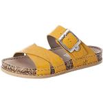 Żółte Sandały skórzane damskie gładkie z gładkiej skóry na lato marki Rieker w rozmiarze 36 