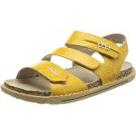 Żółte Sandały skórzane damskie gładkie z gładkiej skóry na lato marki Rieker w rozmiarze 36 