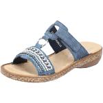 Niebieskie Sandały płaskie damskie syntetyczne na lato marki Rieker w rozmiarze 39 
