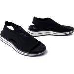 Czarne Sandały na koturnie damskie z wyjmowanymi wkładkami na lato marki Rieker Remonte w rozmiarze 40 - wysokość obcasa od 5cm do 7cm 