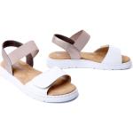 Białe Sandały skórzane damskie Rzepy ze skóry na lato marki Rieker w rozmiarze 40 