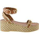 Brązowe Sandały na koturnie damskie z ćwiekami ze skóry na lato marki Valentino Garavani w rozmiarze 39 