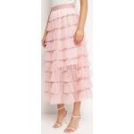 Przecenione Różowe Długie spódnice damskie z falbankami maxi w rozmiarze M 