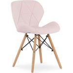 Różowe Krzesła do jadalni tapicerowane pikowane w nowoczesnym stylu aksamitne marki ELIOR francuskie 
