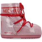 Różowe Kozaki zimowe brokatowe - rodzaj noska: Okrągły marki Moon Boot w rozmiarze 39 