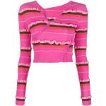 Ciemnoróżowe Swetry z krótkim rękawem z długimi rękawami w paski z dekoltem w serek marki Jacquemus w rozmiarze S 