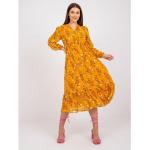 Ciemnożółte Sukienki midi damskie z falbankami w rozmiarze S 
