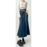 Niebieskie Mini spódniczki damskie do prania ręcznego dżinsowe mini na jesień w rozmiarze XL 