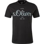 Czarne Koszulki z napisami męskie z krótkimi rękawami marki s.Oliver w rozmiarze L 
