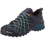 Niebieskie Buty trekkingowe damskie z Goretexu amortyzujące marki Salewa w rozmiarze 38,5 