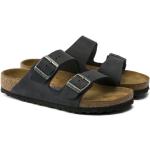 Czarne Sandały na korku w paski z zamszu na lato marki Birkenstock Arizona w rozmiarze 40 