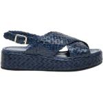 Niebieskie Sandały skórzane damskie plecione eleganckie na lato marki Pons Quintana w rozmiarze 38 - wysokość obcasa od 3cm do 5cm 